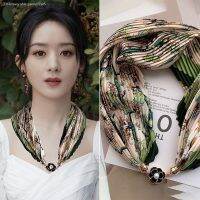 New magnet buckle scarves female 2022 fold scarf necklace with senior adornment small strip and a shirt