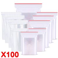 100Pcs Transparent Plastic Bags Reclosable Selaing Bag For Jewelry Food Gifts Packaging Organizer Pouch Reusable Storage Bags