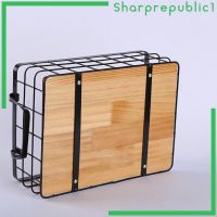 [sharprepublicfcMY] Dual Ear Rectangular Kitchen Storage Iron Basket Wood Bottom Fruit Basket