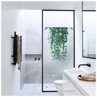 Self-adhesive Electrostatic Window PVC Sticker Green Leafs Decorative Privacy Protection Glass Film For Bedroom Bathroom Window Sticker and Films