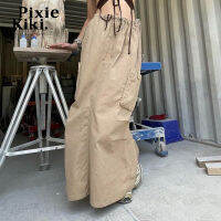 2022PixieKiki Y2k เอวต่ำกระเป๋าขนส่งสินค้า Maxi กระโปรงสีกากีวินเทจเสื้อผ้ากระโปรงยาวสำหรับสตรี2022แฟชั่น P71-DE32