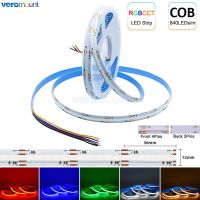 5m 24V DC 5 in 1 RGBCCT COB LED Strip Lights 840LEDs/m High Density Dimmable LED Lighting Flexible RA90 FCOB RGB CCT LED Tape