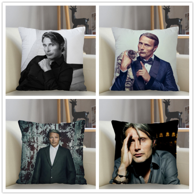 [$ AA ร้อน] Musife Mads Mikkelsen ปลอกหมอนปลอกหมอนสี่เหลี่ยมสั่งทำปลอกหมอนติดซิป35*35,40*40,45*45ซม. ลดค่าจัดส่ง