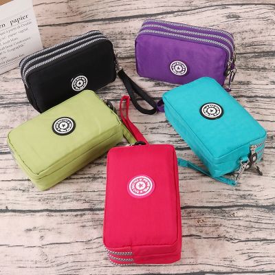 New Fashion Big Capacity Women Wallet Make-up Bag Coin Purse Mini Bag with Three Zipped Portable Women Wallets Phone Pouch