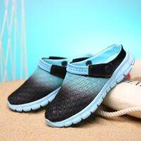 2021 New Men Women Summer Sandal Mesh Breathable Padded Beach Flip Flops Shoes Solid Flat Bath Slippers Plus Size 36-46