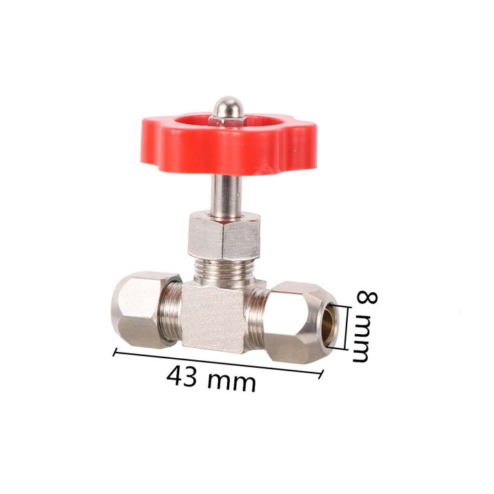 ；【‘； 6/8/10/12Mm Brass Nickel-Plated Shut Off Valve Garden Irrigation Waterstop Valve Water Flow Controller Needle Type