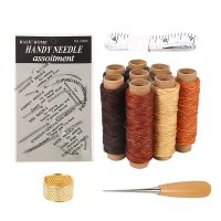 18 Pieces Leather Craft Tools With Hand Sewing Needles Drilling Awl Waxed Thread And Thimble For Leather Upholstery Carpet Canvas DIY Sewing Accessories