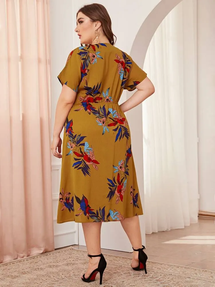 A2712 Urban Outfits Floral Pattern Button-down Garter Plus Size Dress |  Lazada PH