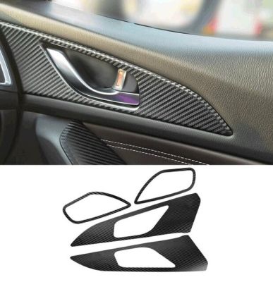 สติ๊กเกอร์ไฟเบอร์คาร์บอนอุปกรณ์เสริมรถยนต์ชามประตูสติ๊กเกอร์ตกแต่งภายในสติกเกอร์สำหรับ Mazda 3 Axela 2014 2015 2016 2017 2018 W11