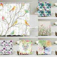 3D Printed Shower Curtains Tree Leaf Flower Plant Bathroom Curtain Waterproof Fabric Curtains  Polyester Bath Screen 180X180cm