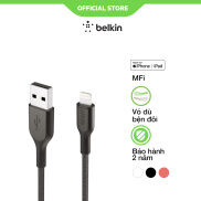 Cáp sạc Lightning Belkin Playa vỏ dù, 1m & 2m sạc nhanh, hàng chính hãng