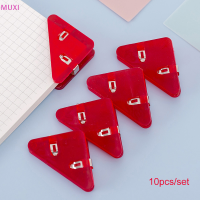 ?【HOT SALE】MUXI ชุดคลิปหนีบมุมสามเหลี่ยม10ชิ้นตัวหนีบกระดาษใสสีสันสดใสสำหรับจัดระเบียบแฟ้มแฟ้มแฟ้มสมุดงานโรงเรียน