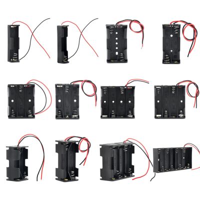 10Pcs 1 2 3 4 Way AA Battery Holder Battery Power Bank Cases with Lead Wires 1/2/3/4/8 Slots DIY Batteries Container Storage Box