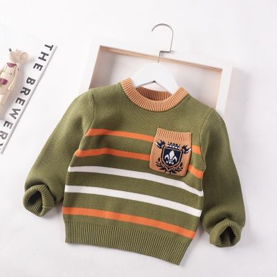Boys Striped Sweater Korean Childrens Clothing autumn Baby Tops Pullover Sweater Single Knitwear Girls cute Sweaters Kids coat