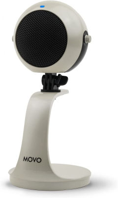 Movo WebMic USB Microphone with Desktop Stand in Pearl White - Cardioid Condenser Computer Microphone for PC and Mac with Mic Gain, Headphone Monitoring- Mic for Gaming, Podcasting, Streaming, Video