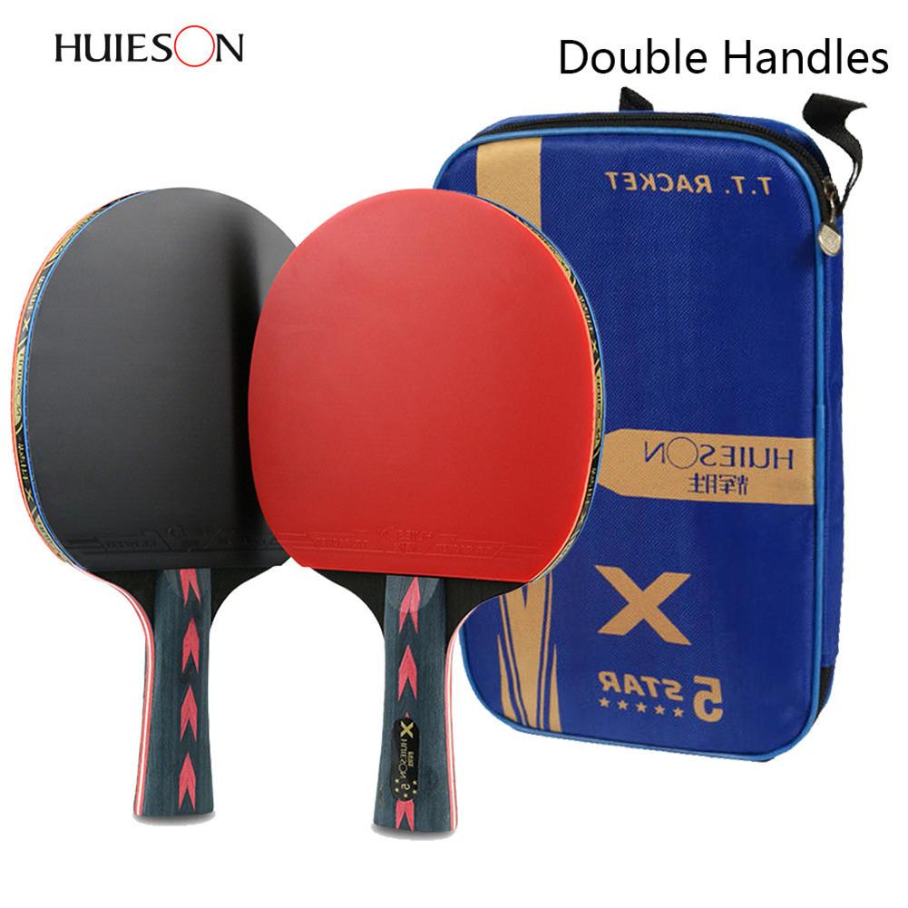 Huieson 2Pcs Upgraded 5 Star Carbon Table Tennis Racket Set Lightweight Powerful 