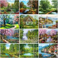 JIEME DIY 5D Diamond Painting Villa Scenery Full Round Resin Mosaic Landscape Picture Diamond Embroidery Home Decor Gift