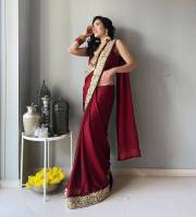 SAREE FABRIC : SoFt Japan Satin Silk  Blouse Satin Banglory Silk? ( Material )   Work Multi Thread Embroidery Lace Border?  Length 5.5 Mtr ? Blouse 0.80 Mtr ?vastra