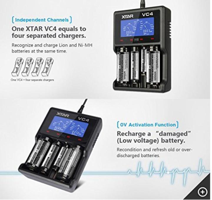 xtar-เครื่องชาร์จเปล่า-vc4-usb-ของแท้-จอดิจิตอล