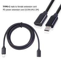 สายการส่งผ่านข้อมูลความเร็วสูง0.5/1/1.5M ทนทาน USB2.0 Type C PD สายชาร์จ Type C สายพ่วง USB ตัวผู้กับสายปลั๊กตัวเมีย USB C ลวดต่อเครื่องพิมพ์เคเบิล