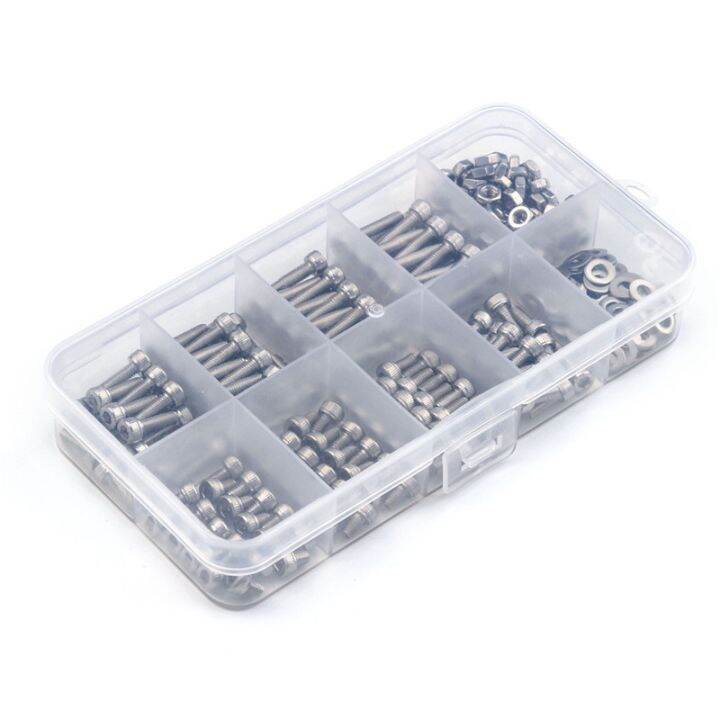 320pcs-m3-304-stainless-steel-hexagon-socket-head-cap-screw-nut-gasket-round-head-screw-bolt-nut-set-assortment-kit-box