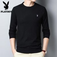 playboy เสื้อไหมพรมคอกลม เสื้อกันหนาวไหมพรมผู้ชาย แขนยาว เสื้อกันหนาวถัก