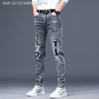 Lapycho Verão 2023 Novos Homens De Luxo Denim Calças Coreano Jeans Soft Tell De Algodão Cowboy Com Impressão