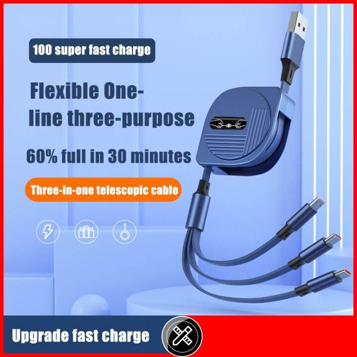 chaunceybi-3-1-usb-cable-6a-100w-for-huawei-honor-retractable-typec-charging-iphone-14