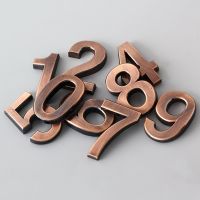 ❂ 0-9 Modern Metal Plaque Number Digits Bronze Color Door Number Sign For Apartment Hotel DIY Decorative Logo Accessaries