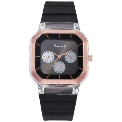 【July】 square student sports quartz watch casual refreshing silicone strap male and female wrist