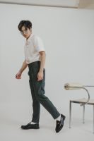 Anē signature pants, Ash melange กางเกงขายาวผู้ชายเอวสูง กระบอกเล็ก สีเทา ane.wear