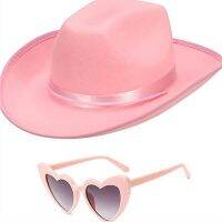 Pink Cowboy Cap Sunglass Cowgirl Hat for Women Girl Photo Props Halloween