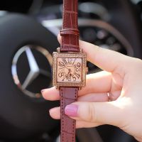 Fashion Trend 23 New Digital Diamond Diamond Genuine Ladies Watch Square Genuine Belt Watch 〖WYUE〗