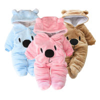 Winter NewBorn Clothes 2021 New Style Baby Boys Girls Romper Cartoon Bear Plush Cute Overall Jumpsuit For Kids Infant Clothing