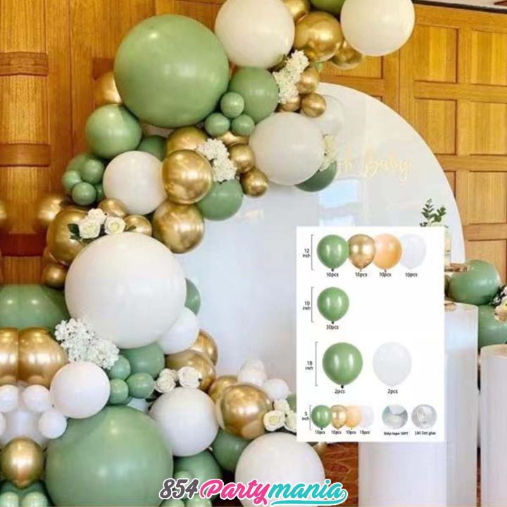 Balloon Garland Set Retro Bean Green Prolatex Balloons [premium Quality 