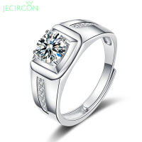 JECIRCON แถวเดียว1ct Moissanite แหวนเพชรสำหรับผู้ชายครอบงำห้องนั่งเล่นปากวงแต่งงาน100 925เงินสเตอร์ลิงได้รับการรับรอง