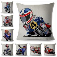 Cartoon Sports Motorcycle Cushion Cover Decor Mobile Bike Pillowcase 100% Polyester Pillow Case for Sofa Home Car 45x45cm Saddle Covers