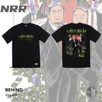 NRR BEHIND เสื้อยืด “VILLAINY” แขนสั้น แนวสตรีท Oversize เสื้อยืดชาย หญิง