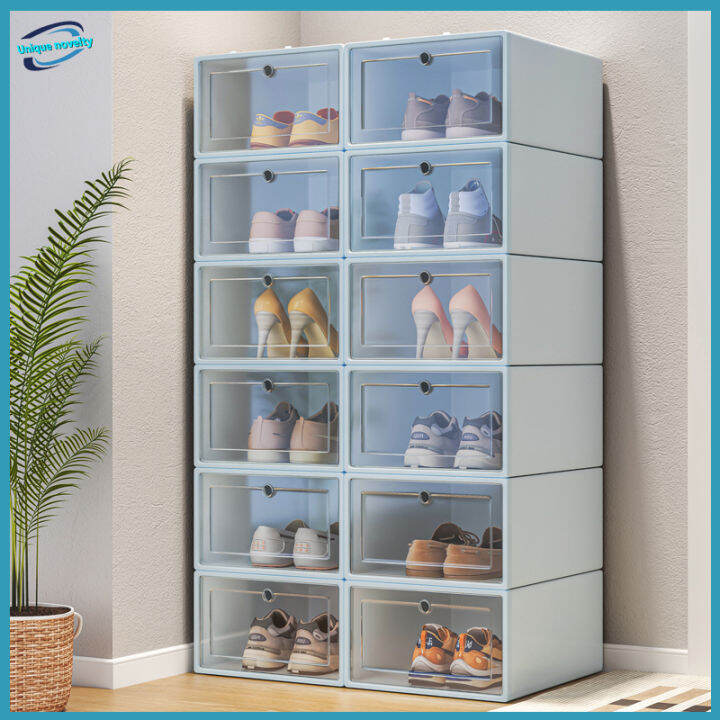 Shoes box Storage organizer Colorful plastic with cover Drawer