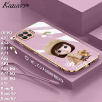 หมวกเคลือบสุดหรู Kanavi เคสโทรศัพท์ยางนิ่มสำหรับเด็กผู้หญิงสำหรับ OPPO A93 4G A94 A91 A71 A52 A55 A92 5G A74 5G A58 5G A1K Reno3 Reno4 F Reno5 F ฝาครอบโทรศัพท์ที่ทันสมัยและทนทาน