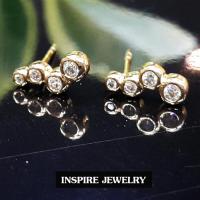 INSPIRE JEWELRY ต่างหูฝังด้วยเพชรCZ 4 เม็ด ต่างหูเกรดพรีเมี่ยม งานจิวเวลลี่ ขนาด 1cm พร้อมกล่อง