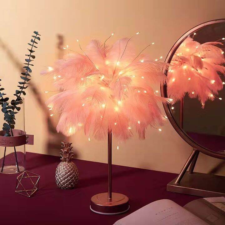 creative-feather-table-lamp-with-remote-control-usbaa-battery-power-desk-lamp-tree-feather-lampshade-night-light-for-birthday