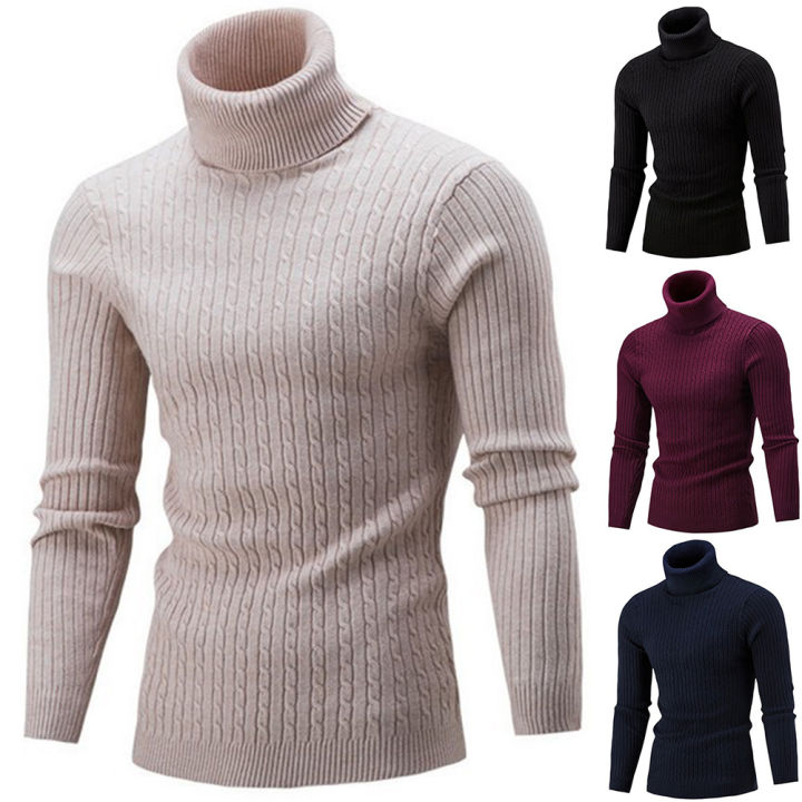 hnf531-fashion-men-turtleneck-solid-color-long-sleeve-knitted-sweater-pullover-top