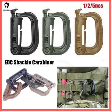 Attach Plasctic Shackle Carabiner D-Ring Clip Molle Webbing Backpack Buckle  Snap