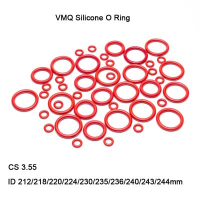 {Haotao Hardware} 5ชิ้น/ล็อตสีแดง VMQ ซิลิโคน O แหวนปะเก็นเครื่องซักผ้ายาง CS 3.55มิลลิเมตร ID 212มิลลิเมตร244มิลลิเมตรอาหารเกรดซิลิคอน O แหวนปะเก็นยาง O แหวน