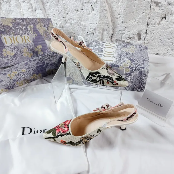 dior floral slingback