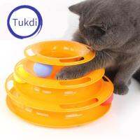 สินค้าขายดี? B03 CAT TOY/ของเล่นแมว รางบอลทาวเวอร์ 3ชั้น สีส้มPLASTIC THREE LEVELS TOWER TRACKS CAT TOY AMUSEMENT SHELF PLAY STATION