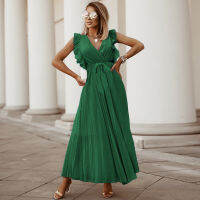 Fashion y Slim Beach Long Dress Dresses for Women 2022 Summer Lotus Leaf Sleeve Midi Vestidos Vestido Maxi Robes Casual Black