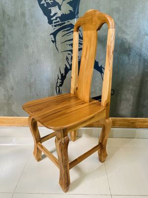 TT.Shop เก้าอี้ไม้สัก เก้าอี้ดอกจิก ขนาด 45*45 สูง90cm. สีขัดเคลือบธรรมชาติ