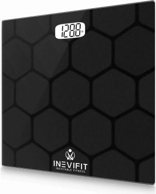 INEVIFIT Bathroom Scale, Highly Accurate Digital Bathroom Body Scale, Measures Weight up to 400 lbs. Includes Batteries BALCK